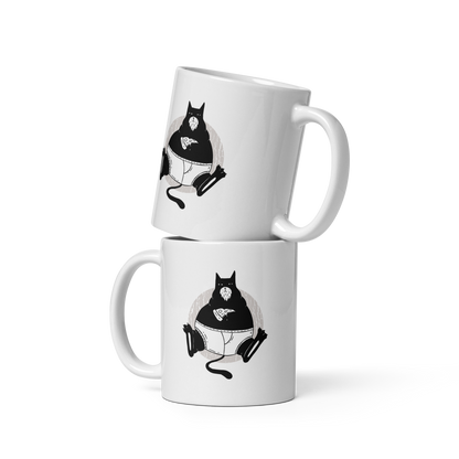 Pizza Cat | White glossy mug
