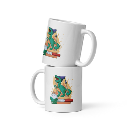Wizard dinosaur animal | White glossy mug