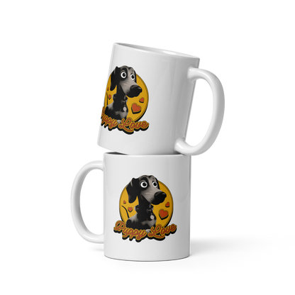 Black puppy dog animal 3D | White glossy mug