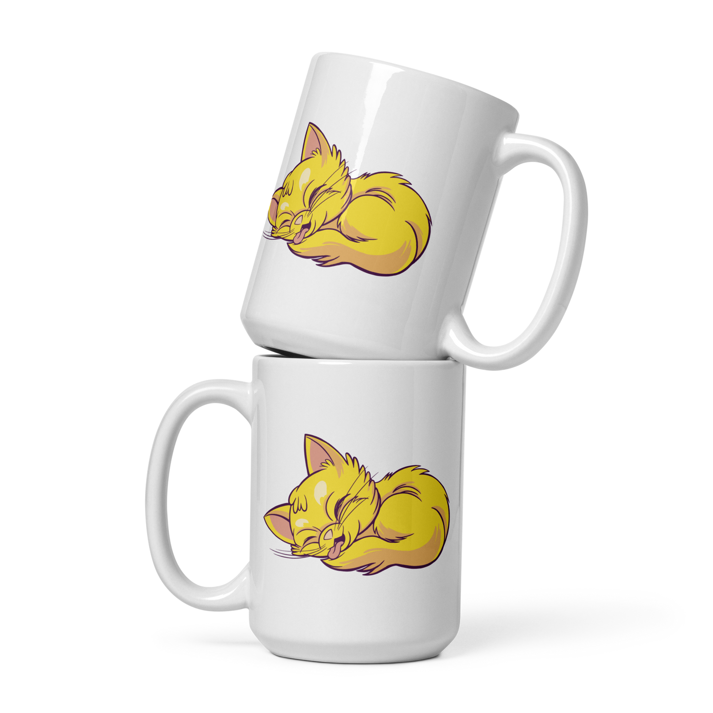 Lovely sleeping cat | White glossy mug