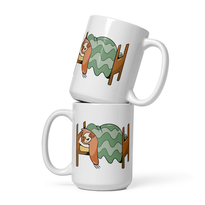 Sleeping sloth german | White glossy mug