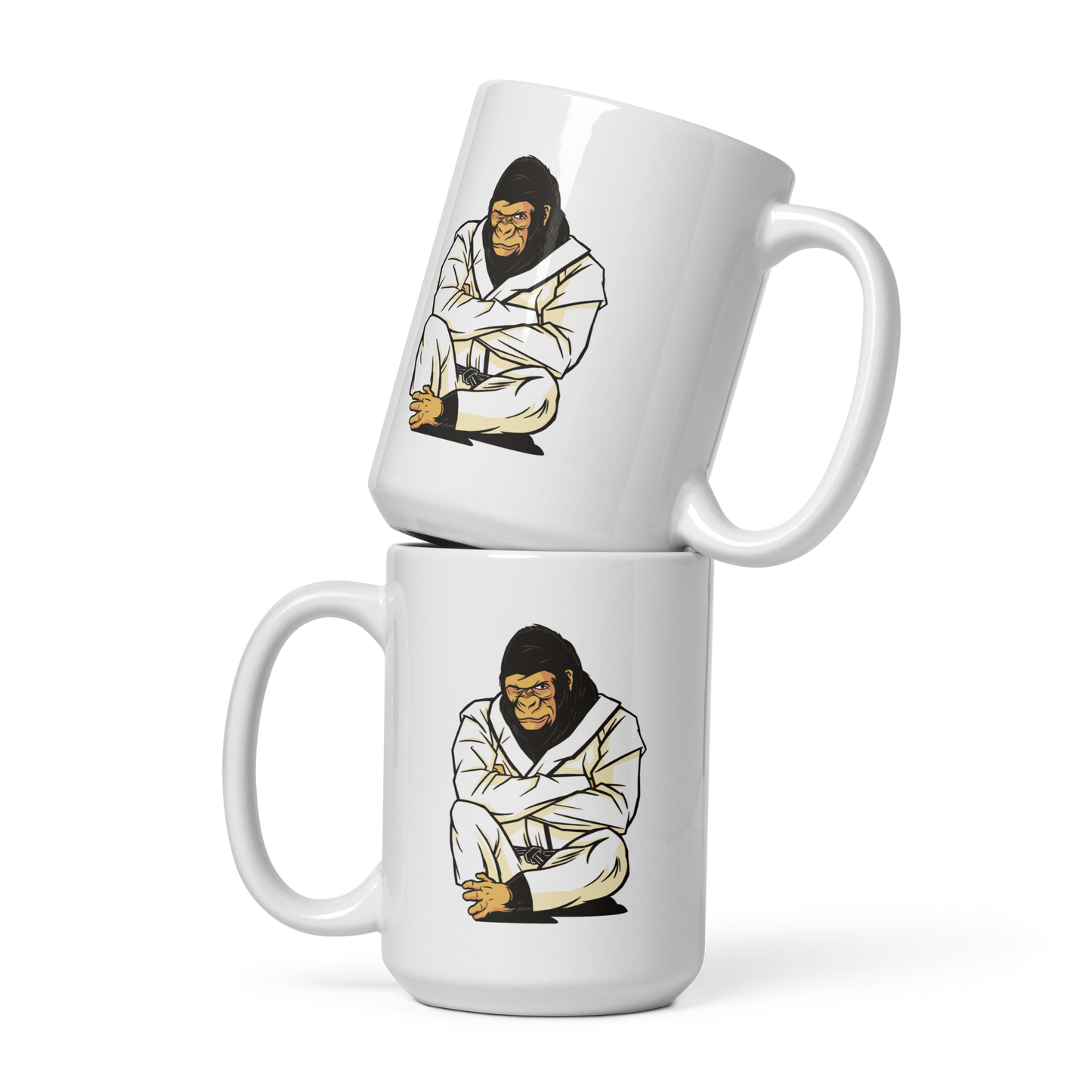 Cool karate gorilla | White glossy mug