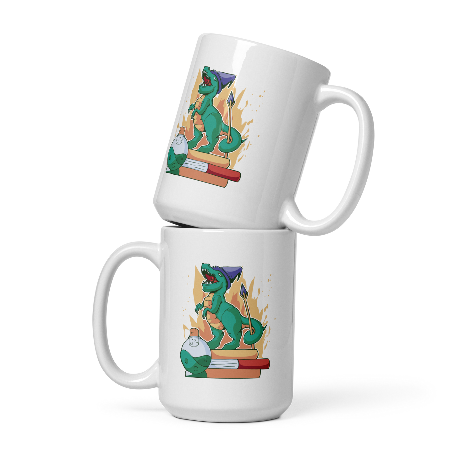 Wizard dinosaur animal | White glossy mug