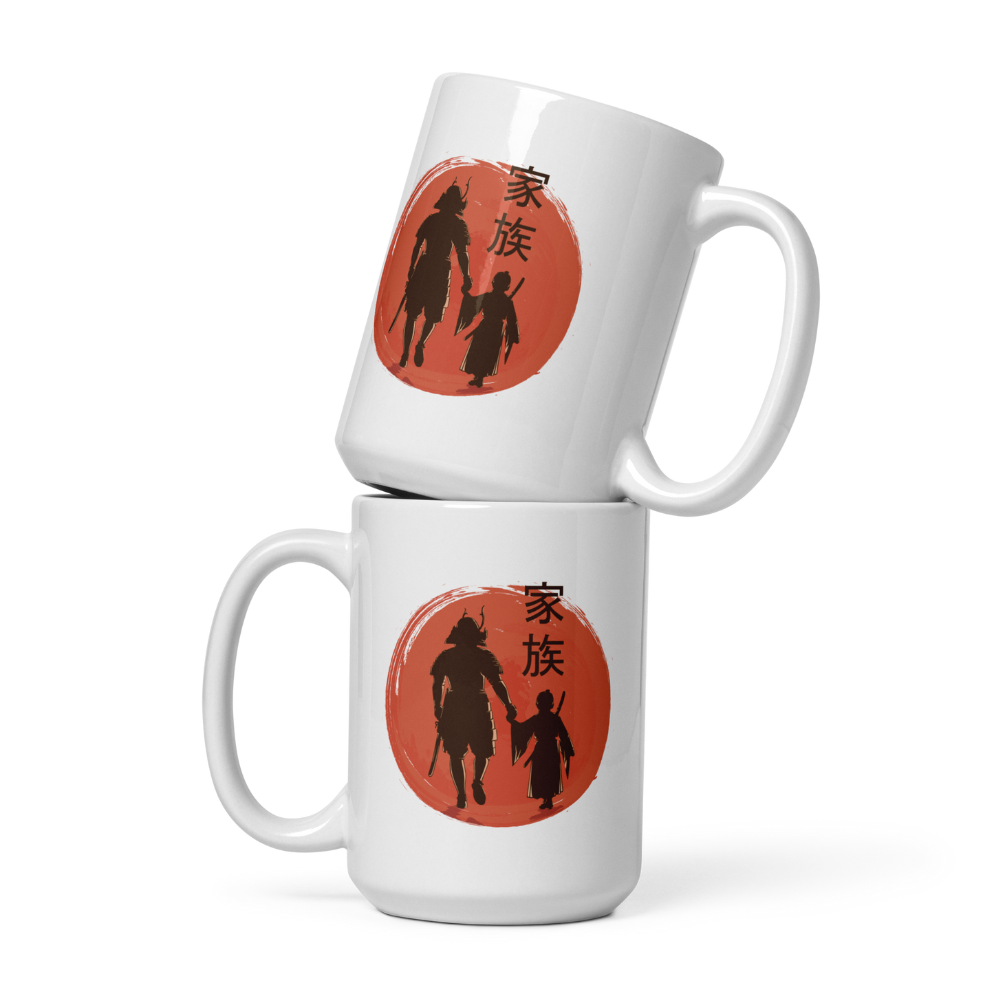 Samurai father and son | White glossy mug