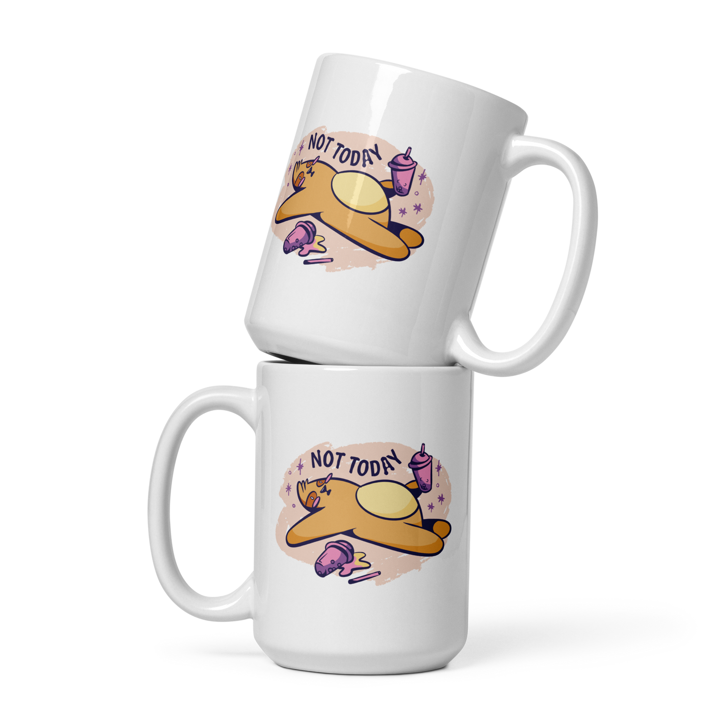 Cute tired sloth cartoon | White glossy mug