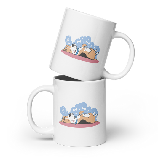 Sleeping beagle | White glossy mug