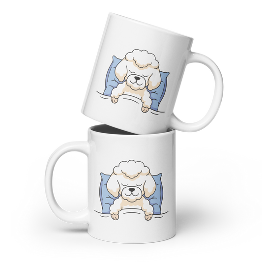 Poodle dog animal sleeping | White glossy mug