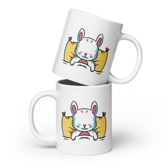 Official sleep shirt rabbit | White glossy mug