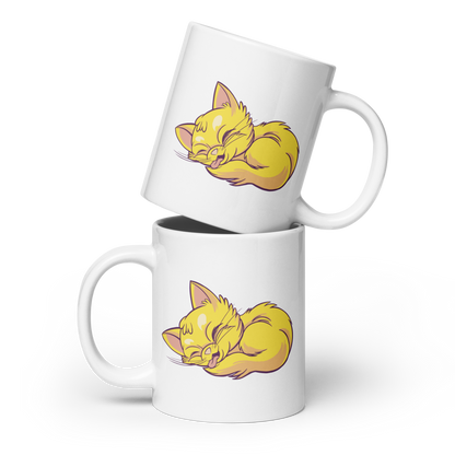 Lovely sleeping cat | White glossy mug