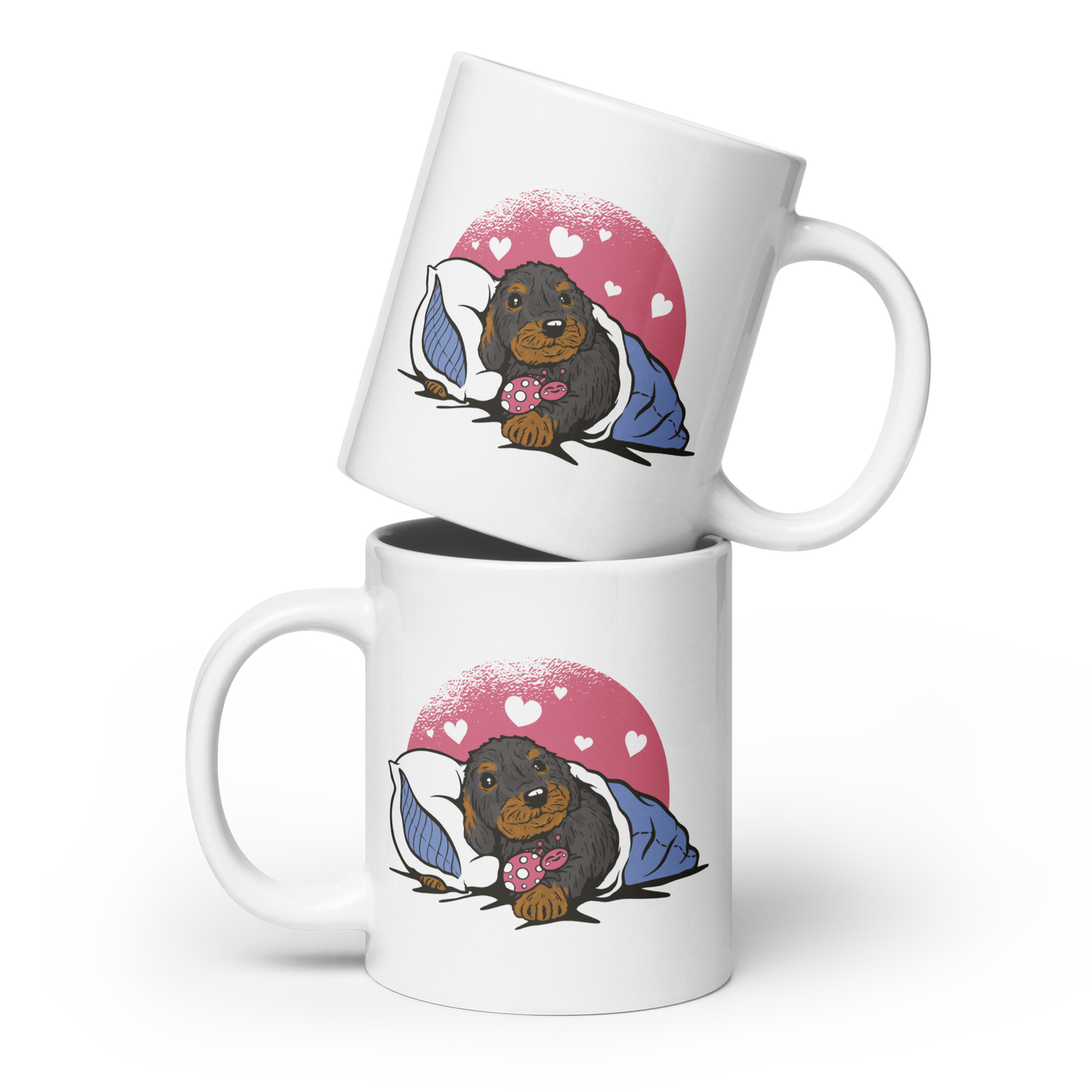 Sleepy Dachshund Dog | White glossy mug