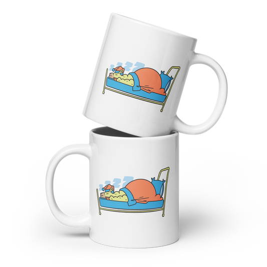 Alpaca sleeping cartoon | White glossy mug