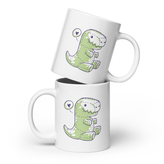 Cute t-rex plushie | White glossy mug