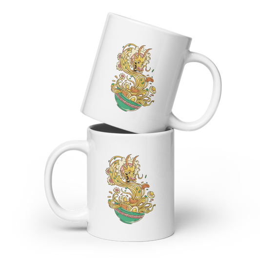 Dragon in ramen food | White glossy mug
