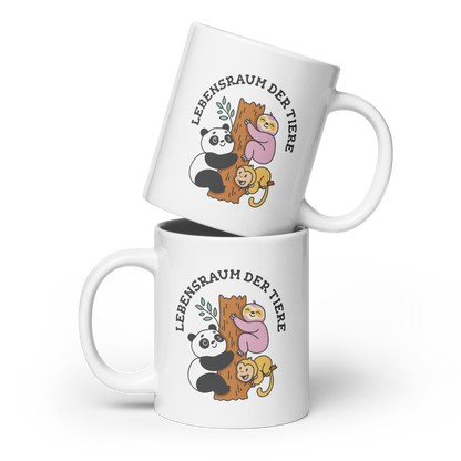 Cute animals on a tree | White glossy mug