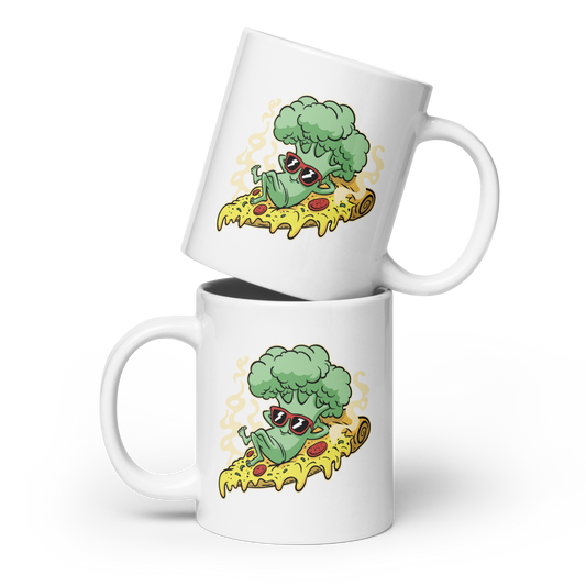 Broccoli pizza | White glossy mug