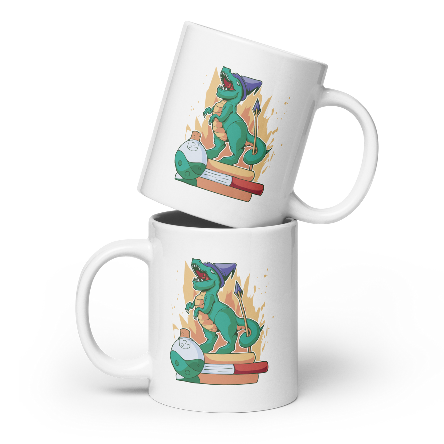 Wizard dinosaur animal | White glossy mug