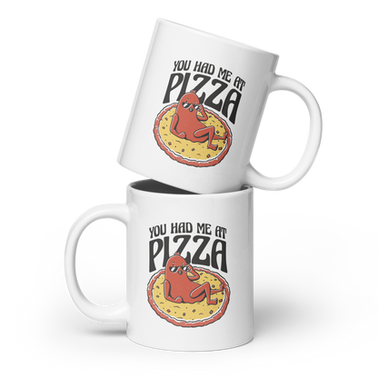 Pepperoni pizza cartoon | White glossy mug