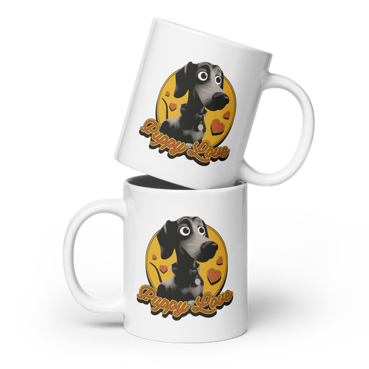 Black puppy dog animal 3D | White glossy mug