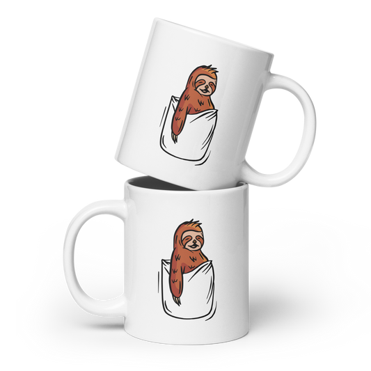 Sloth in a pocket color | White glossy mug