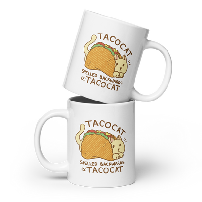 Cat animal in taco cartoon | White glossy mug