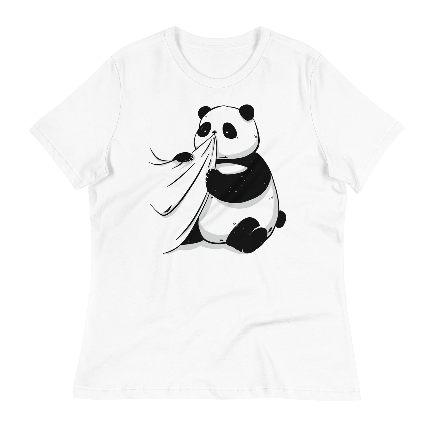Panda bear eating a shirt | Women's Relaxed T-Shirt