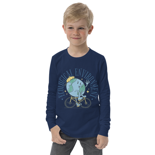 Planet Earth riding bicycle | Youth Long Sleeve Tee