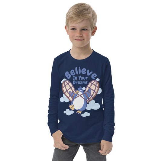 Believe in your dreams funny penguin | Youth Long Sleeve Tee