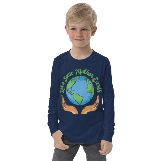 Hands holding planet earth | Youth Long Sleeve Tee