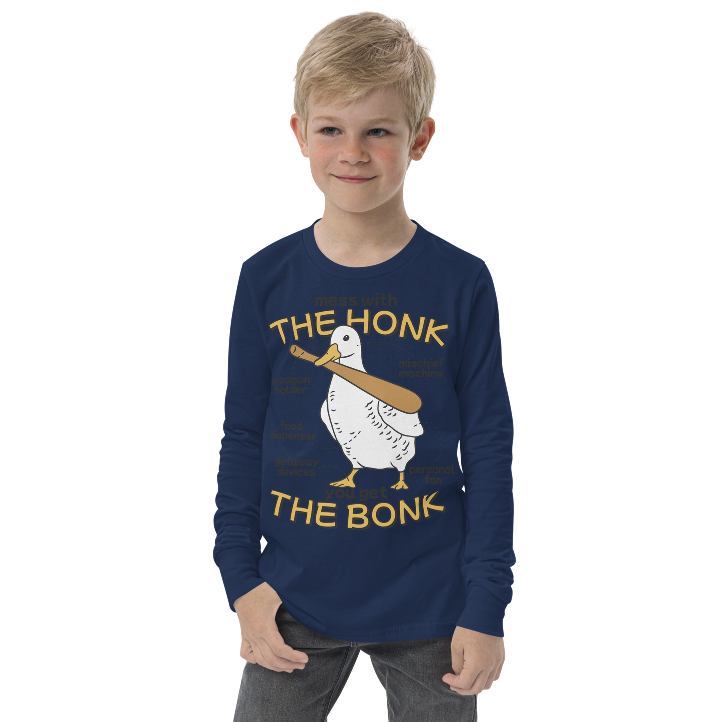 Duck animal with a bat | Youth Long Sleeve Tee