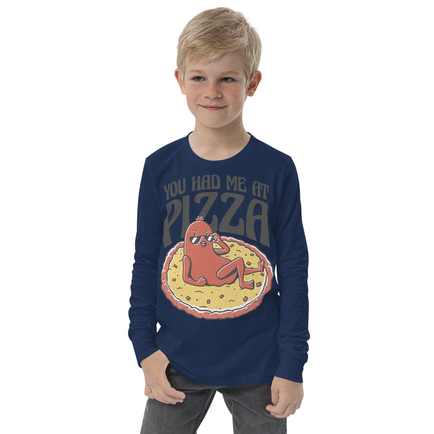 Pepperoni pizza cartoon | Youth Long Sleeve Tee