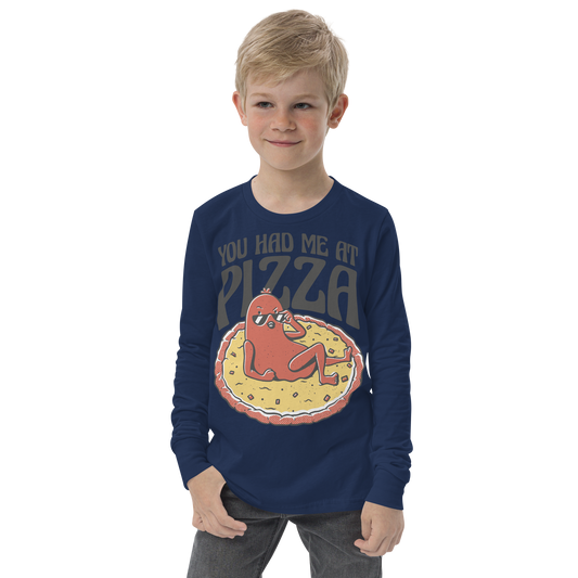 Pepperoni pizza cartoon | Youth Long Sleeve Tee