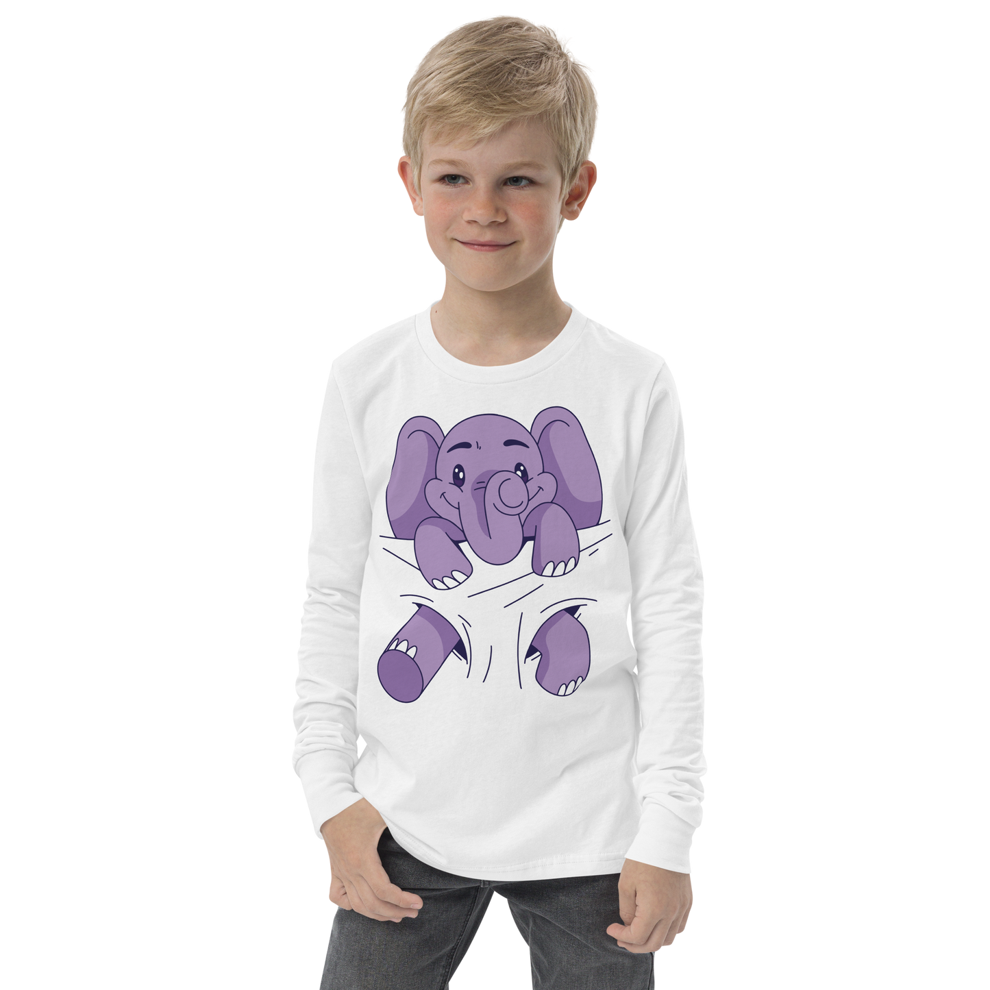 Carrying baby elephant | Youth long sleeve tee