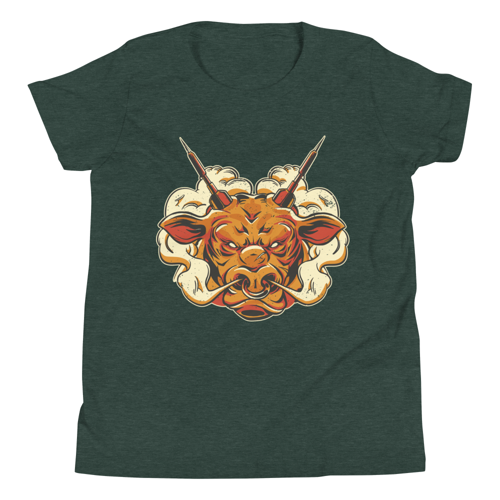 Angry bull animal with darts | Youth Short Sleeve T-Shirt