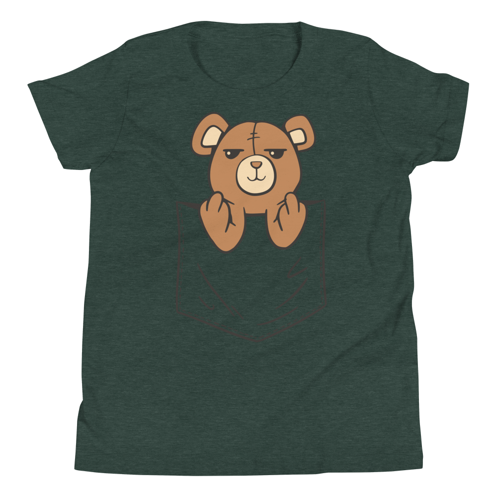 Cartoon teddy bear on pocket | Youth Short Sleeve T-Shirt